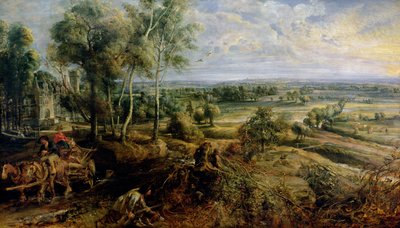 Őszi táj Het Steen kilátásával kora reggel, 1636 körül alkotó: Peter Paul Rubens