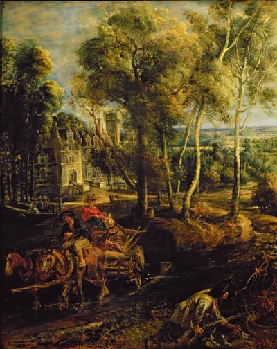 Őszi táj Het Steen kilátásával kora reggel, 1636 körül, olaj, 211075-ös részlet alkotó: Peter Paul Rubens