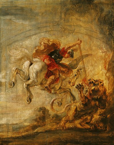 Bellerophon lovagló Pegazus, harc a kimérával, 1635 alkotó: Peter Paul Rubens
