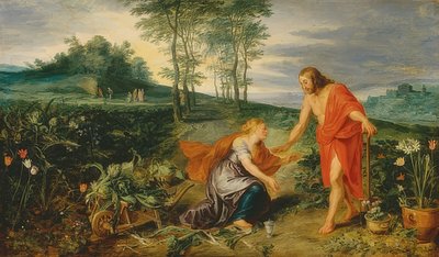 Krisztus megjelenik Mária Magdolnának húsvét reggelén (Noli me tangere). 1626 körül alkotó: Peter Paul Rubens