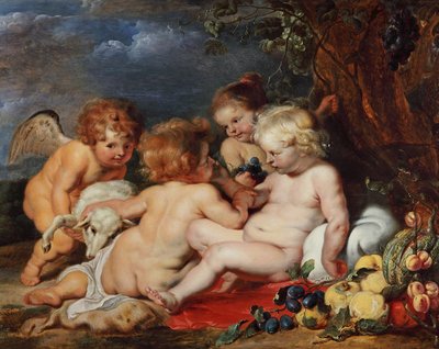 Krisztus a gyermek Keresztelő Szent Jánossal és angyalokkal alkotó: Peter Paul Rubens