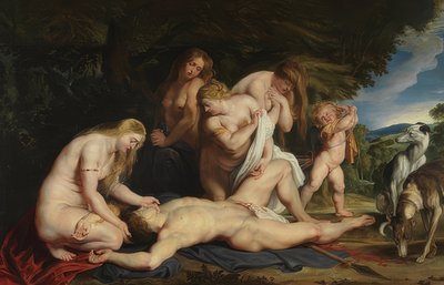 Adonisz halála (Vénusz gyászolja Adonist). 1614 körül alkotó: Peter Paul Rubens