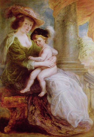 Helene Fourment (1614-73) és fia, Frans (olaj, panel) alkotó: Peter Paul Rubens