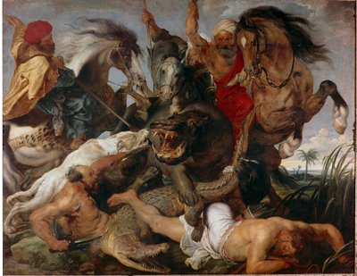 Víziló és krokodil vadászat. Pierre Paul (Pierre-Paul) Rubens (vagy Peter Paul vagy Petrus Paulus) festménye (1577-1640) alkotó: Peter Paul Rubens