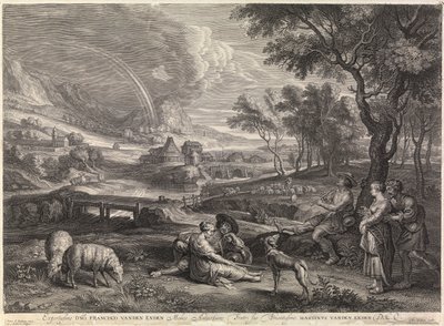 Táj szivárvánnyal és pásztorral (metszet) alkotó: Peter Paul Rubens