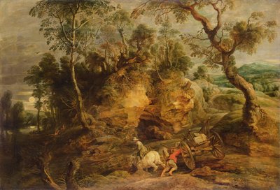Táj kőhordozókkal, 1620 körül (panelről átvitt olaj, vászon) alkotó: Peter Paul Rubens