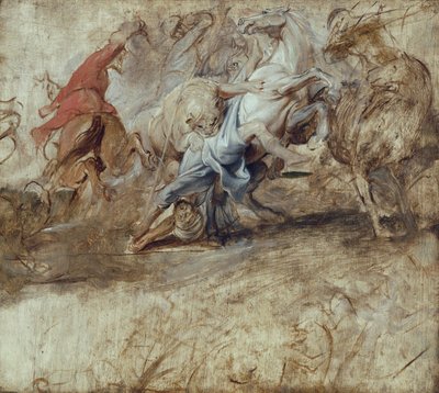 Oroszlánvadászat (olajvázlat) Hátoldal: Házasságkötés procuratione alapján (vázlat a Medici-ciklushoz) alkotó: Peter Paul Rubens