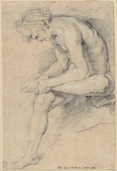 Meztelen fiatal a spinario pózában alkotó: Peter Paul Rubens
