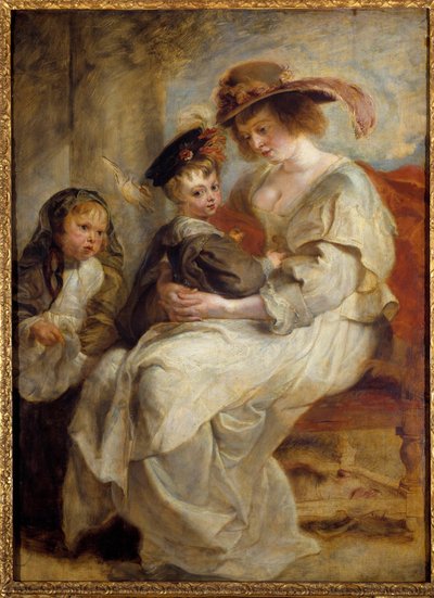 Helene Fourment (1614-1673), a festő második feleségének portréja a pár két gyermekével Pierre Paul (Pierre-Paul) Rubens (vagy Peter Paul vagy Petrus Paulus) festménye (1577-1640) 1634 V. 1,15x0,85 m alkotó: Peter Paul Rubens