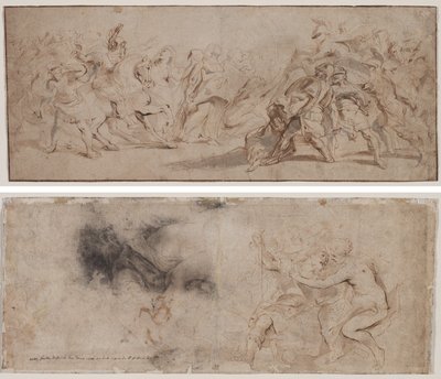 A rómaiak és a szabinok megbékélése (recto) Vénusz lefegyverző Mars, Drapery-tanulmány (verso) alkotó: Peter Paul Rubens