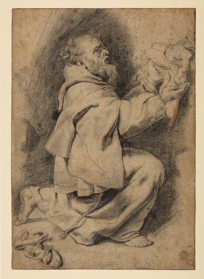 Szent Ferenc térdelve, a kisded Krisztust fogadja, 1617 körül alkotó: Peter Paul Rubens