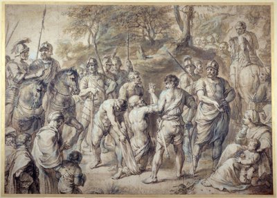 Szent András mártíromságba vezetett (toll és tinta mosással a papíron) alkotó: Peter Paul Rubens