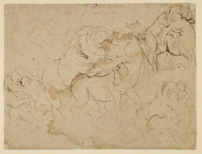 Hím alakok és nőstény kentaurok tanulmányozása (Centaurides) (fordítva) alkotó: Peter Paul Rubens