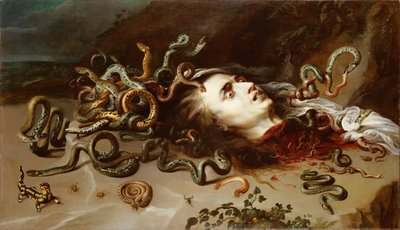 Tete de Meduse – a Medusa vezetője – Pieter Paul Rubens (1577-1640). Olaj, vászon, c. 1617-1618. Mérete: 68,5x118 cm. Művészettörténeti Múzeum, Vienne alkotó: Peter Paul Rubens