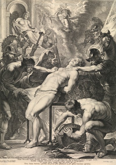 Szent Laurentius vértanúsága (metszet) alkotó: Peter Paul Rubens