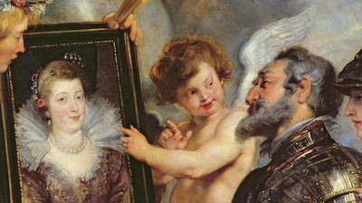 A Medici-ciklus: IV. Henrik (1553-1610) Marie de Medici (1573-1642) portréjának átvétele 1621-25 (17689 részlete) alkotó: Peter Paul Rubens