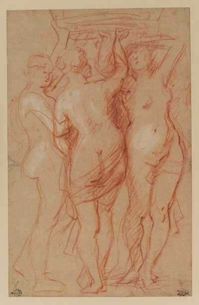 A három grácia, 1635-40 körül (piros-fehér kréta papíron) alkotó: Peter Paul Rubens