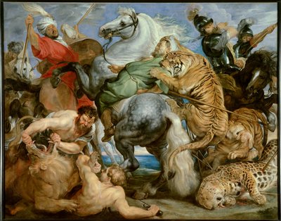 Tigrisvadászat. Peter Paul (Peter Paul) Rubens (vagy Peter Paul vagy Petrus Paulus) festménye (1577-1640) Ec. Láng, c. 1616. Olaj, vászon. V: 2,56 X 3,24 m. Rennes, Szépművészeti Múzeum – A tigrisvadászat. Peter Paul Rubens (vagy Petrus Paulus) festménye ( alkotó: Peter Paul Rubens