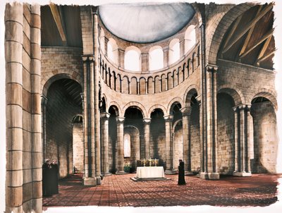 Battle Abbey templom belseje, Sussex, a 12. században c1980-c2008 alkotó: Peter Urmston