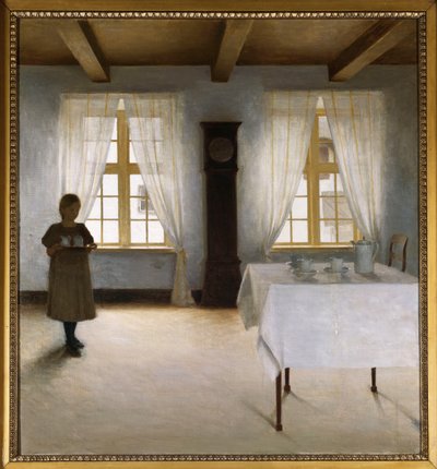 Belső teát felszolgáló fiatal lánnyal alkotó: Peter Vilhelm Ilsted