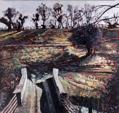 Híd és kutya, 2000 (olaj, vászon) alkotó: Peter Wilson