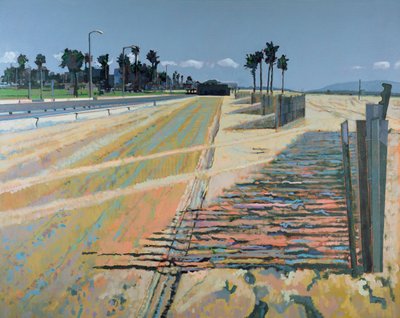 Kerítés a tengerparton, Santa Monica, USA, 2002 (olaj, vászon) alkotó: Peter Wilson