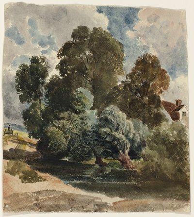 Grove of Trees (recto), Az Aderley-templom vázlata (verso) alkotó: Peter de Wint