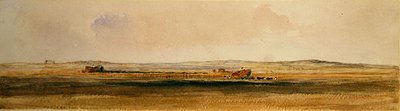Betakarítás a Lincolnshire Woldsban (akvarell papíron) alkotó: Peter de Wint