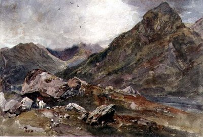 The Bowder Stone, Borrowdale (akvarell, papír) alkotó: Peter de Wint