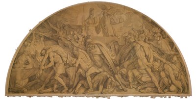 Der Kampf um den Leichnam des Patroklos, Bogenfeld. Karton zu den Deckenbildern der Münchner Glyptothek alkotó: Peter von Cornelius