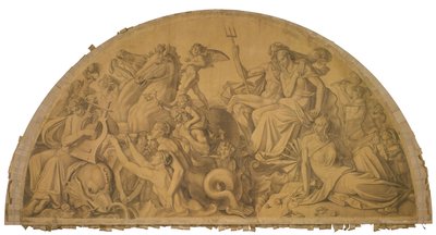 Die Wasserwelt lauscht dem Leierspiel des Arion, Bogenfeld. Karton zu den Deckenbildern der Münchner Glyptothek alkotó: Peter von Cornelius