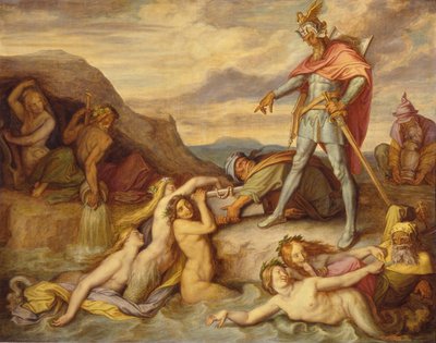 Hagen elsüllyeszti a Nibelung-kincset alkotó: Peter von Cornelius
