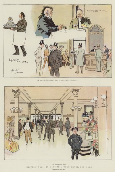 Western Ways, egy Fifth Avenue Hotelben, New York (chromolitho) alkotó: Phil May