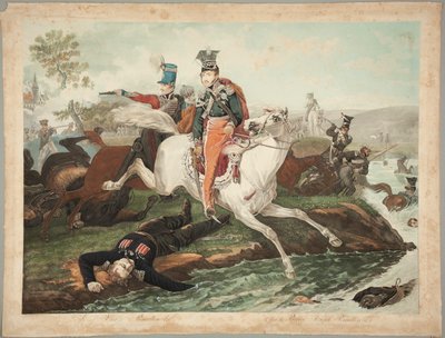 Józef Poniatowski herceg az Elster folyón való átkelés közben hal meg 1813. október 19-én alkotó: Philibert-Louis Debucourt
