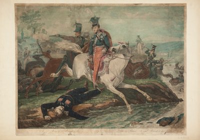 Józef Poniatowski herceg 1813. október 19-én, az Elster átkelésekor hal meg alkotó: Philibert-Louis Debucourt