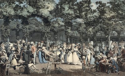 A Palais-Royal nyilvános sétánya alkotó: Philibert Louis Debucourt