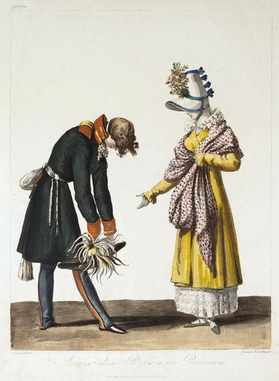 Egy orosz tiszt elválása egy párizsi nőtől, 1816. alkotó: Philibert Louis Debucourt