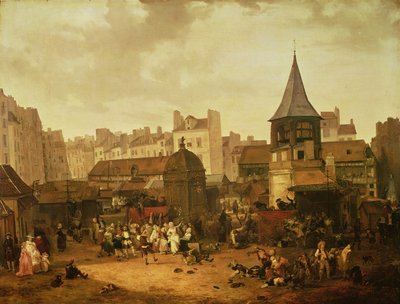 Örvendezés Les Halles-ban a francia Dauphin Louis (1781-89) születésének megünneplésére 1781. január 21. alkotó: Philibert Louis Debucourt