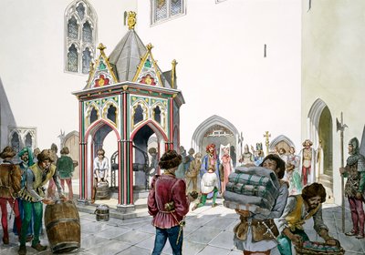 Udvar, Old Wardour kastély, Tisbury, Wiltshire, a középkorban, 1995-1999. alkotó: Philip Corke