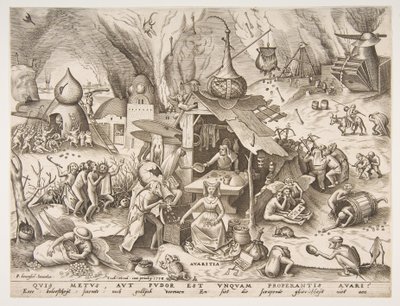 Avarice Avaritia A hét halálos bűn sorozatból, 1558. alkotó: Philip Galle