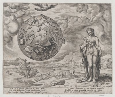 Fáradozásra született ember, A munka és a szorgalom jutalma, 1. tábla, 1572., 1572. alkotó: Philip Galle