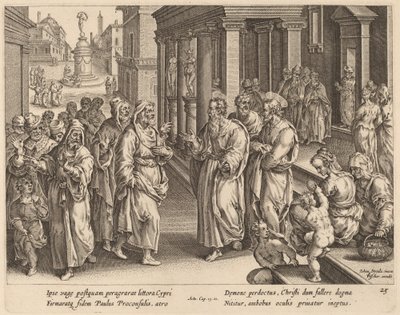 Szent Pál vitatja a varázslót alkotó: Philip Galle after Jan van der Straet