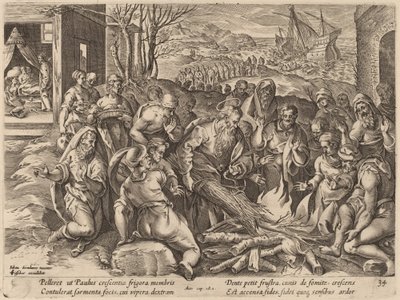 Szent Pál hajótörést szenvedett Melita szigetén alkotó: Philip Galle after Jan van der Straet
