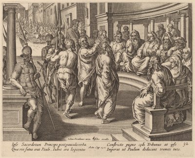 Szent Pál a főpap előtt alkotó: Philip Galle after Jan van der Straet