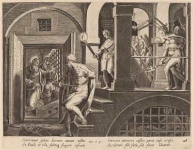 A börtönőr, aki meg akarja ölni magát, Szent Pál megtért alkotó: Philip Galle after Jan van der Straet
