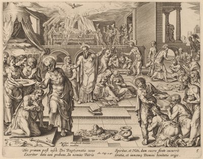 Sokan megkeresztelkednek alkotó: Philip Galle after Maerten van Heemskerck