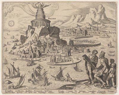Pharos (A világítótorony Alexandriában) alkotó: Philip Galle, after Maerten van Heemskerck