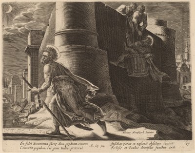 Szent Pál megszökik Damaszkuszból alkotó: Philip Galle after Maerten van Heemskerck