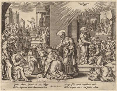 Szamária népe befogadja Isten Igéjét alkotó: Philip Galle after Maerten van Heemskerck