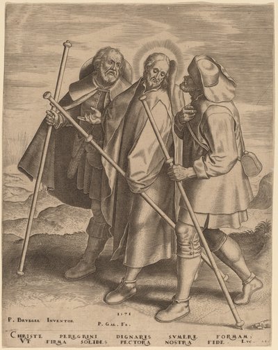 Krisztus és tanítványai az emmausi úton alkotó: Philip Galle after Pieter Bruegel the Elder